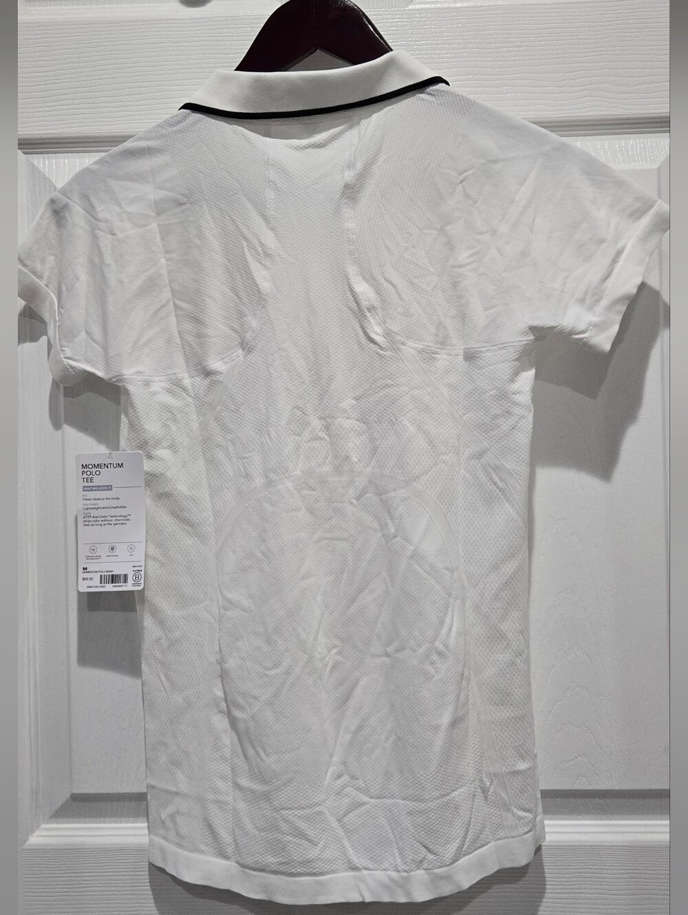 Athleta Momentum Polo Tee White Black Trim Quarter Zip Golf Tennis M NWT - Picture 12 of 15